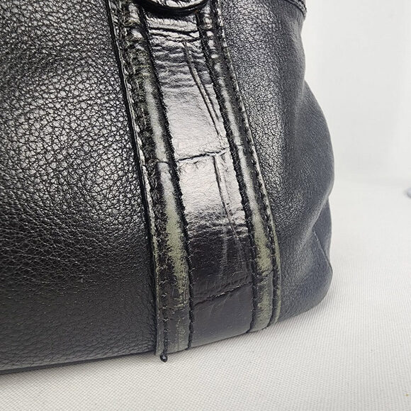 Brighton Black Leather Croc Print Tote Purse - Picture 7 of 15